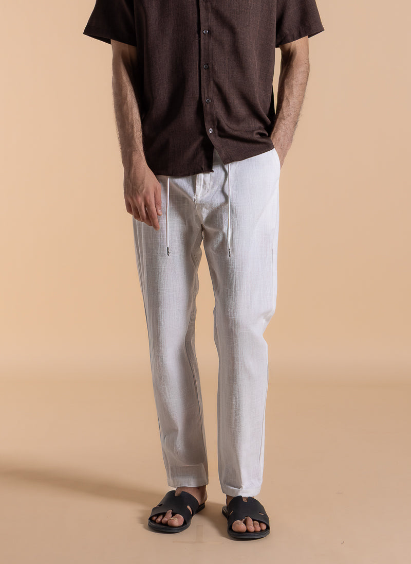 LINEN BLEND DETAILED TROUSERS