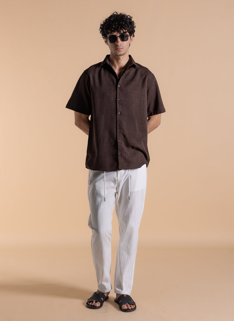 LINEN BLEND DETAILED TROUSERS