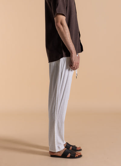 LINEN BLEND DETAILED TROUSERS
