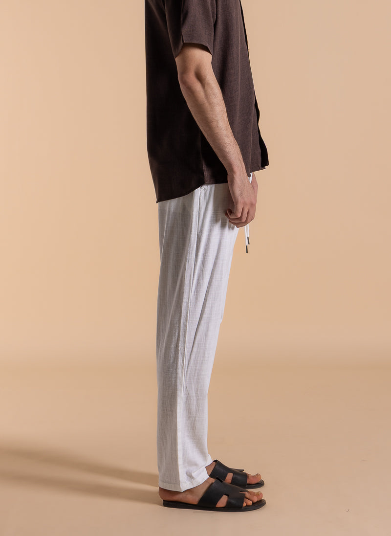LINEN BLEND DETAILED TROUSERS
