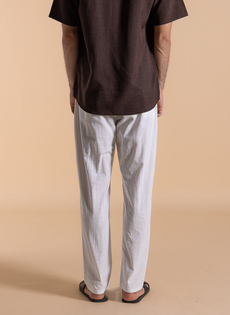 LINEN BLEND DETAILED TROUSERS