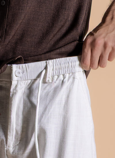 LINEN BLEND DETAILED TROUSERS