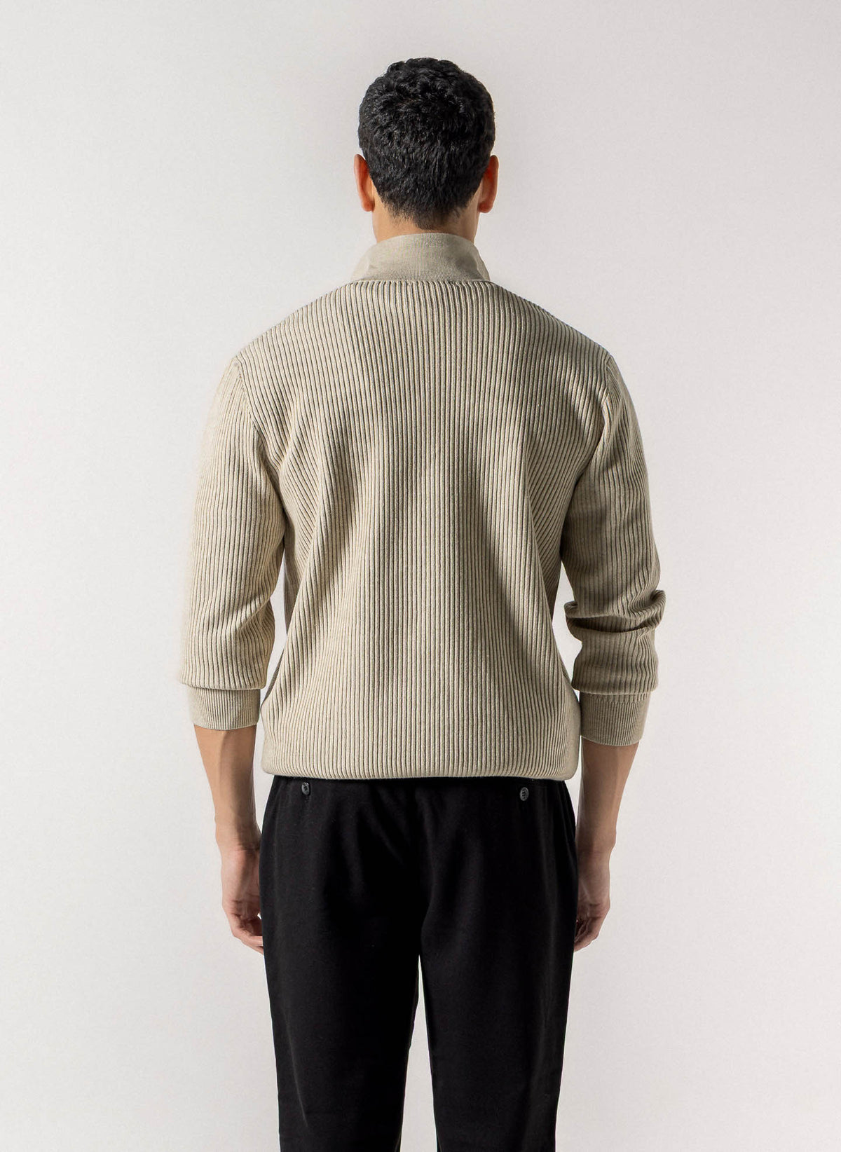 RIBBED POLO KNIT SWEATER