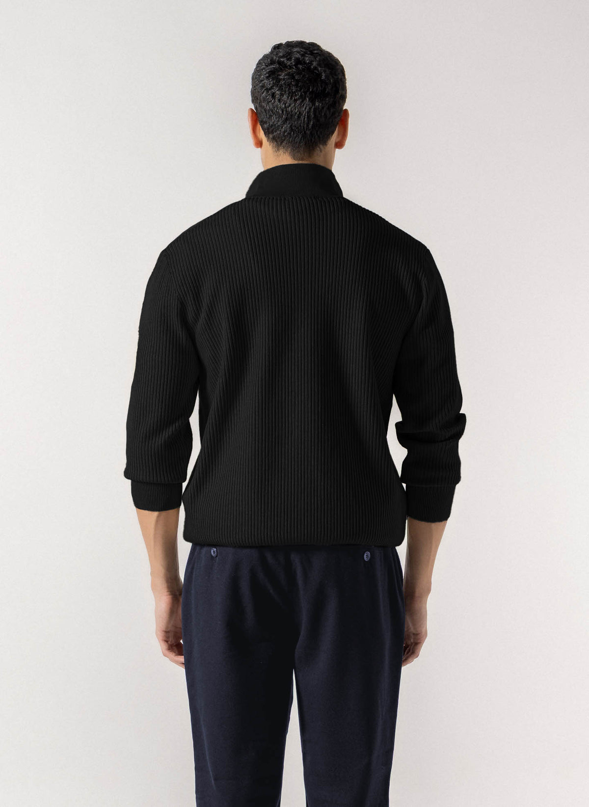 RIBBED POLO KNIT SWEATER