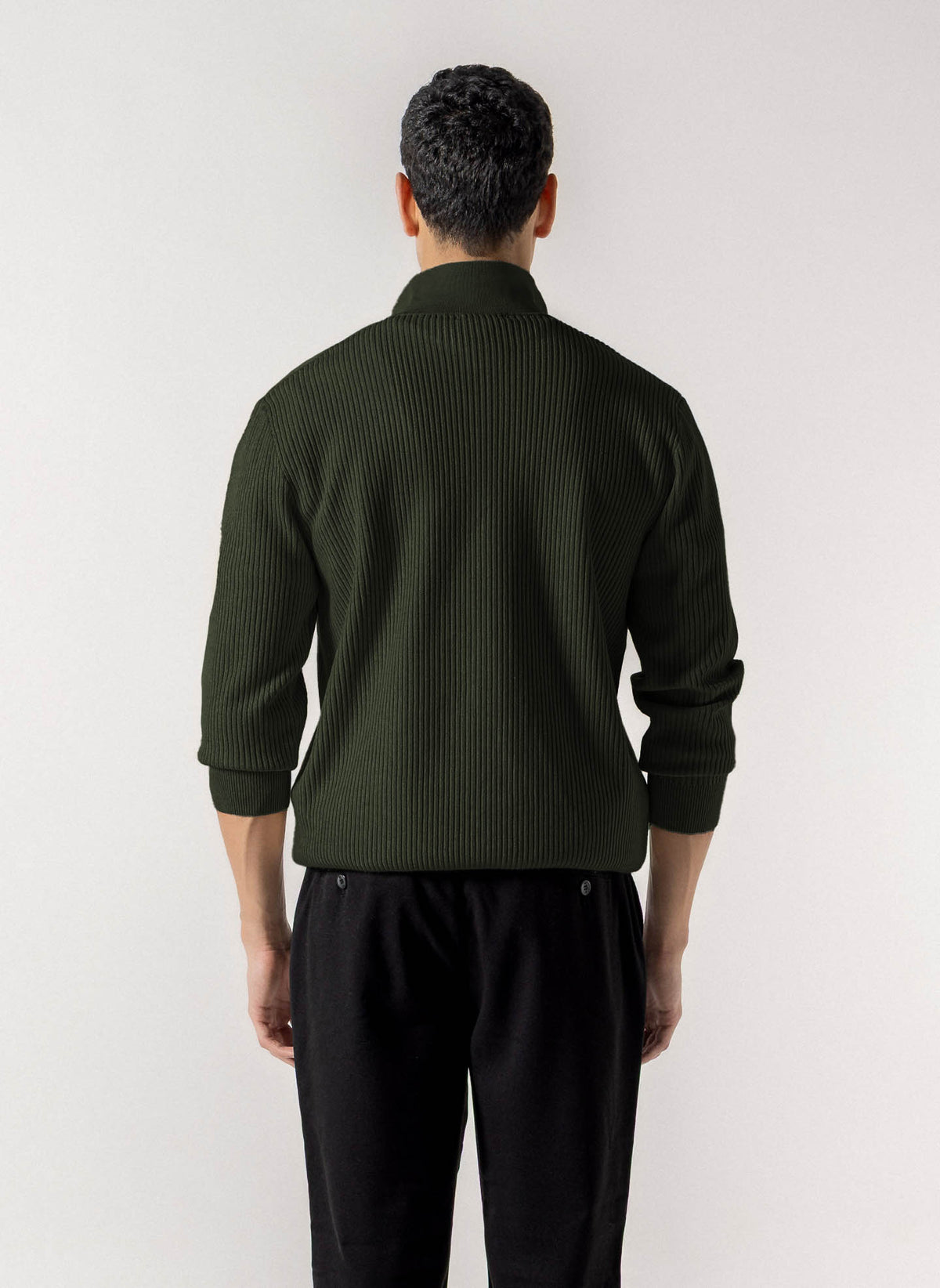 RIBBED POLO KNIT SWEATER