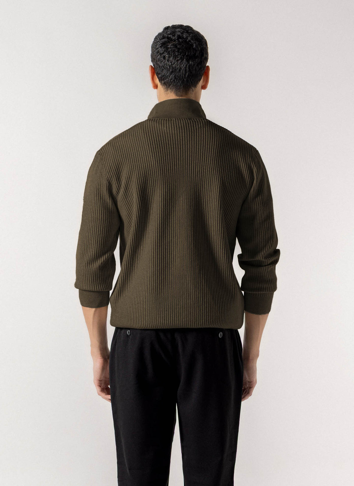 RIBBED POLO KNIT SWEATER