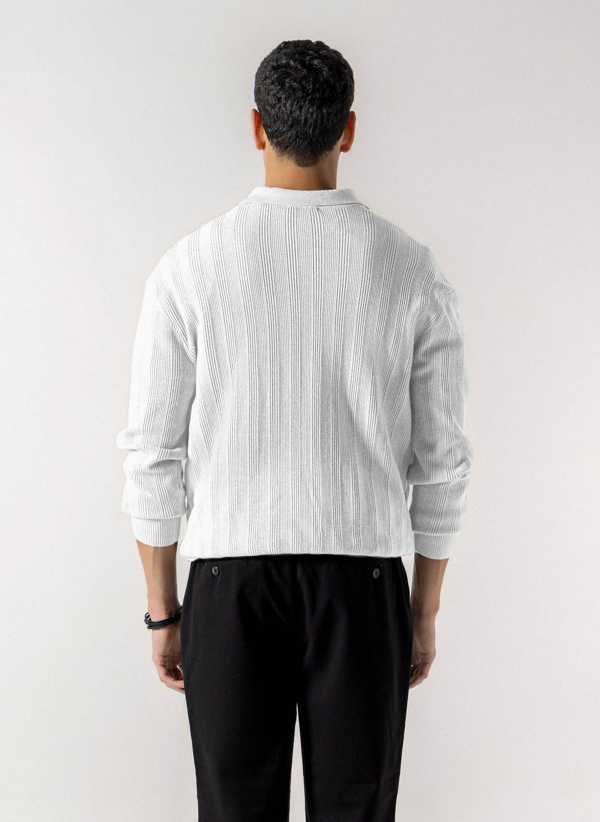 TEXTURED POLO KNIT SWEATER