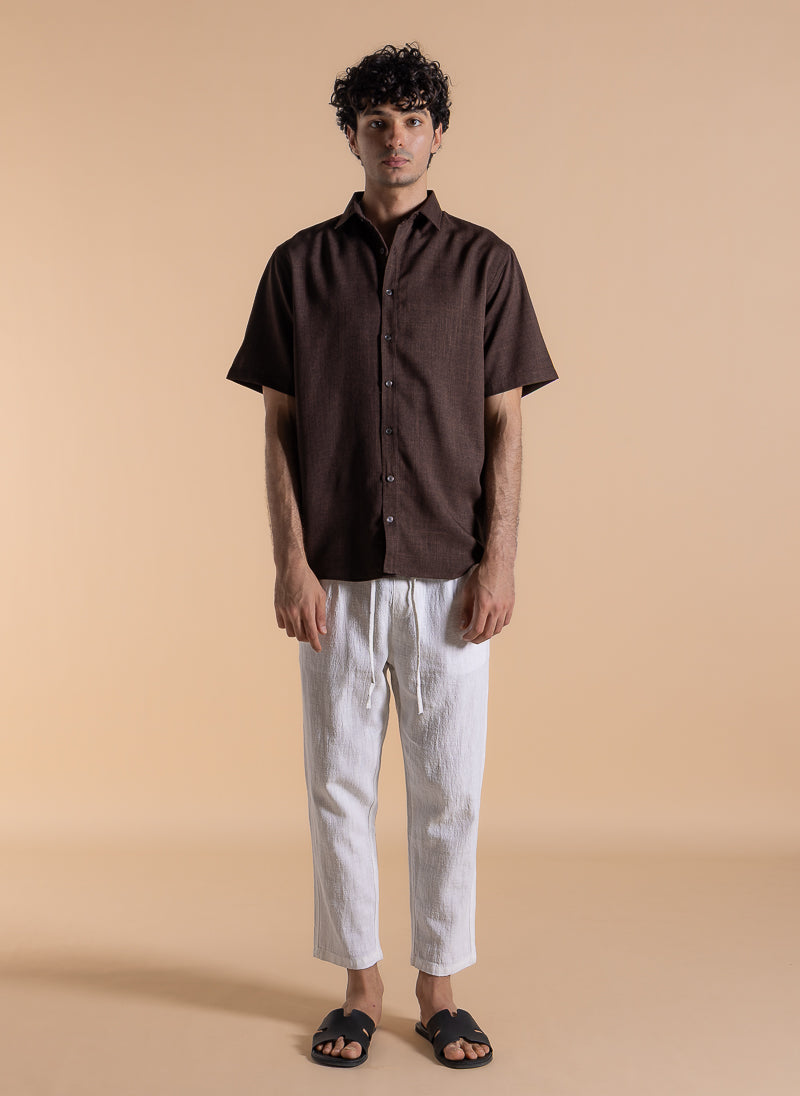 JOGGER WAIST LINEN BLEND TROUSERS