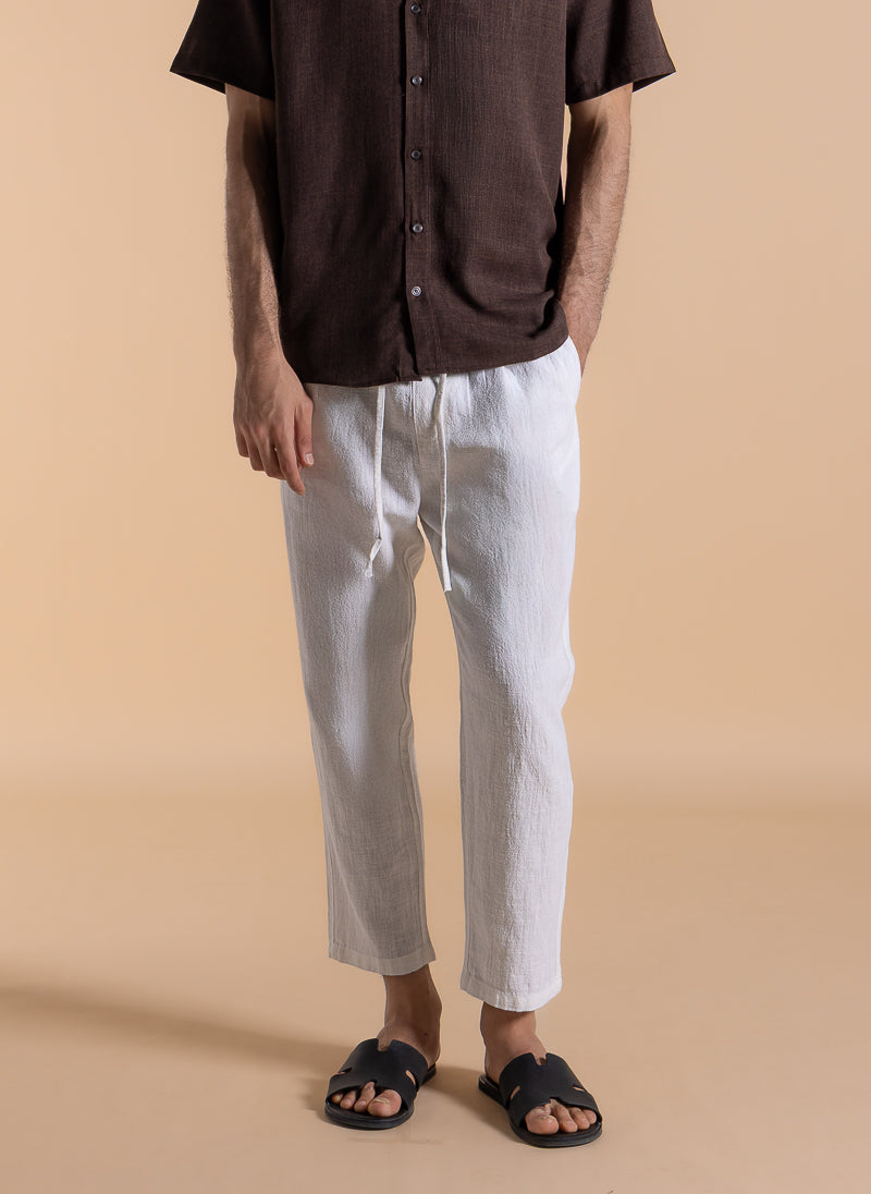 JOGGER WAIST LINEN BLEND TROUSERS