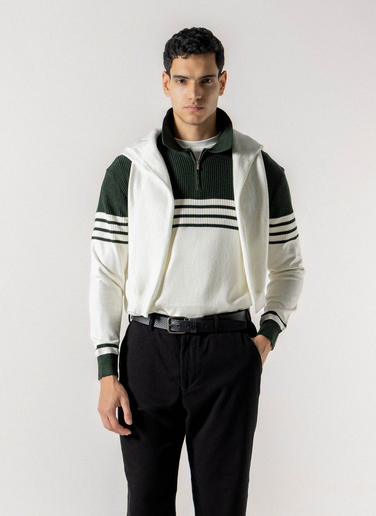 COLOURBLOCK POLO SWEATER