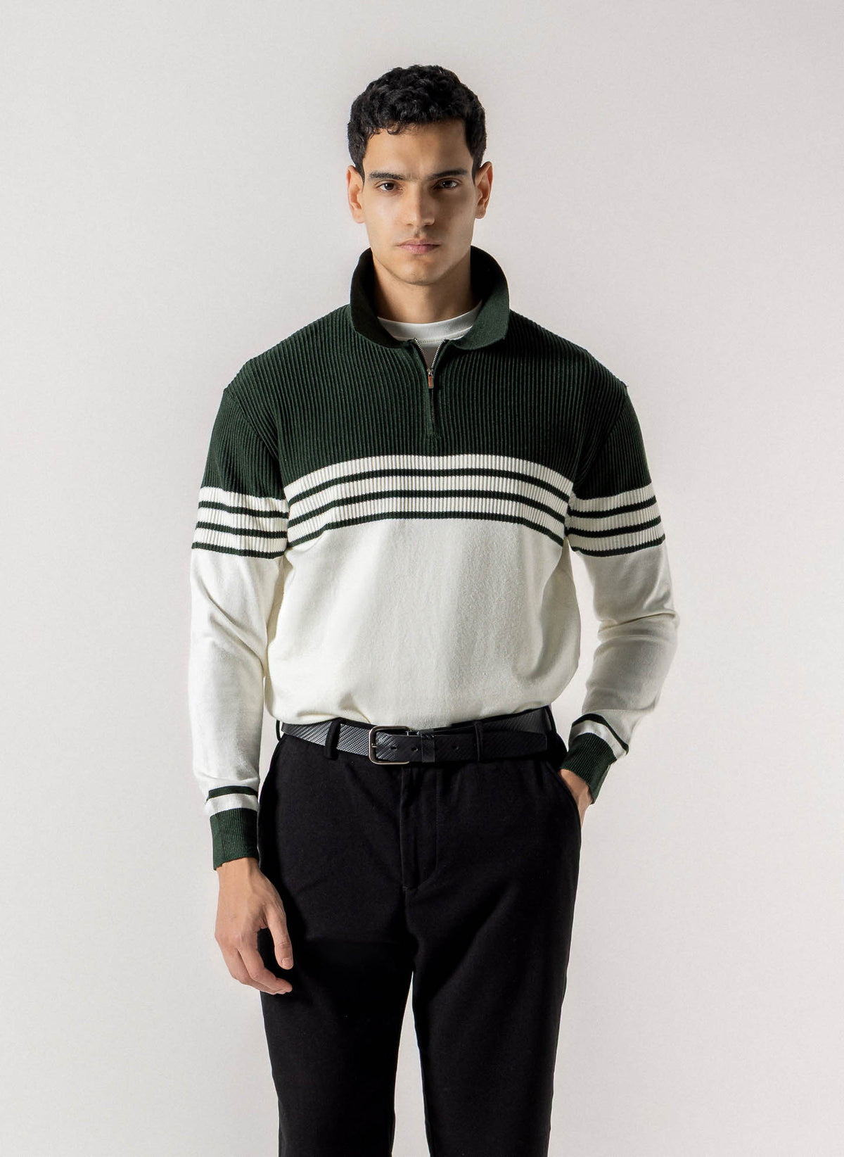 COLOURBLOCK POLO SWEATER