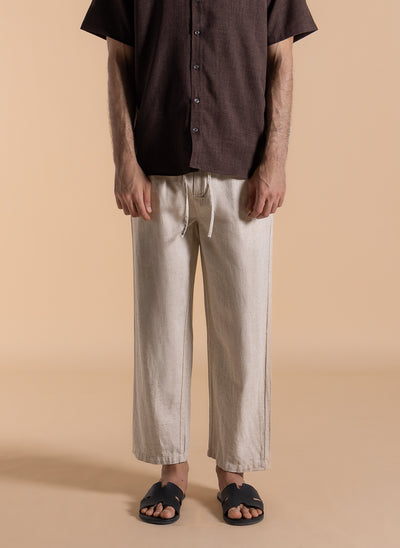 STAIGHT-FIT COMFORT LINEN BLEND TROUSERS