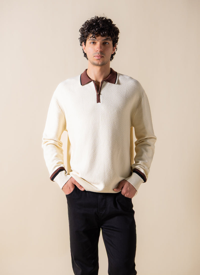 DETAILED ZIPPER POLO SHIRT