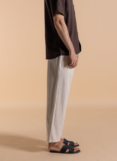 STAIGHT-FIT COMFORT LINEN BLEND TROUSERS