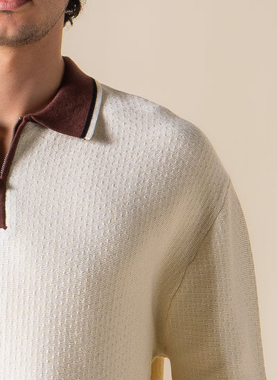 DETAILED ZIPPER POLO SHIRT
