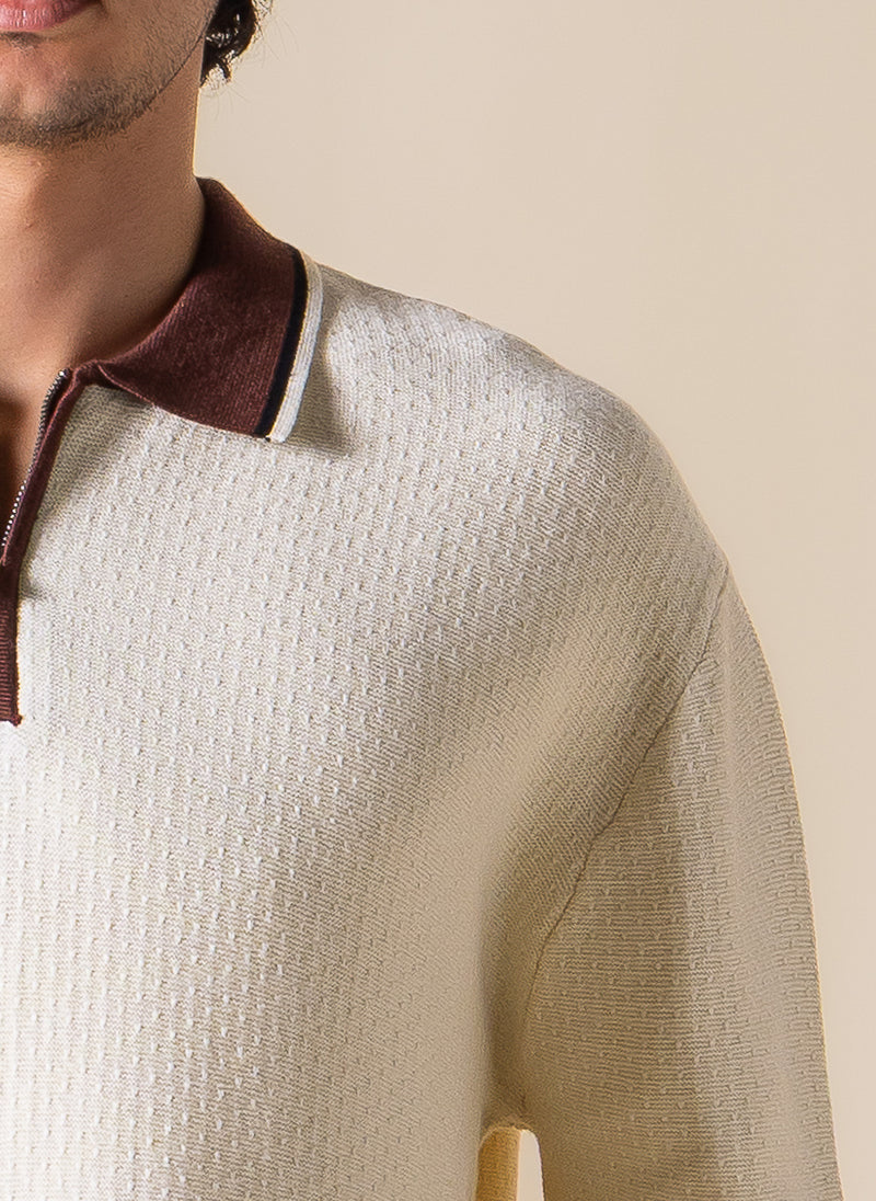 DETAILED ZIPPER POLO SHIRT