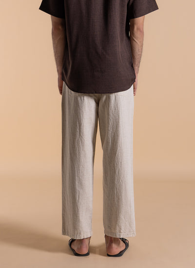 STAIGHT-FIT COMFORT LINEN BLEND TROUSERS