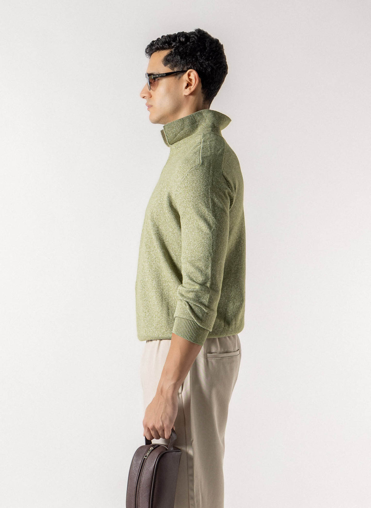 HEATHERED POLO KNIT SWEATER