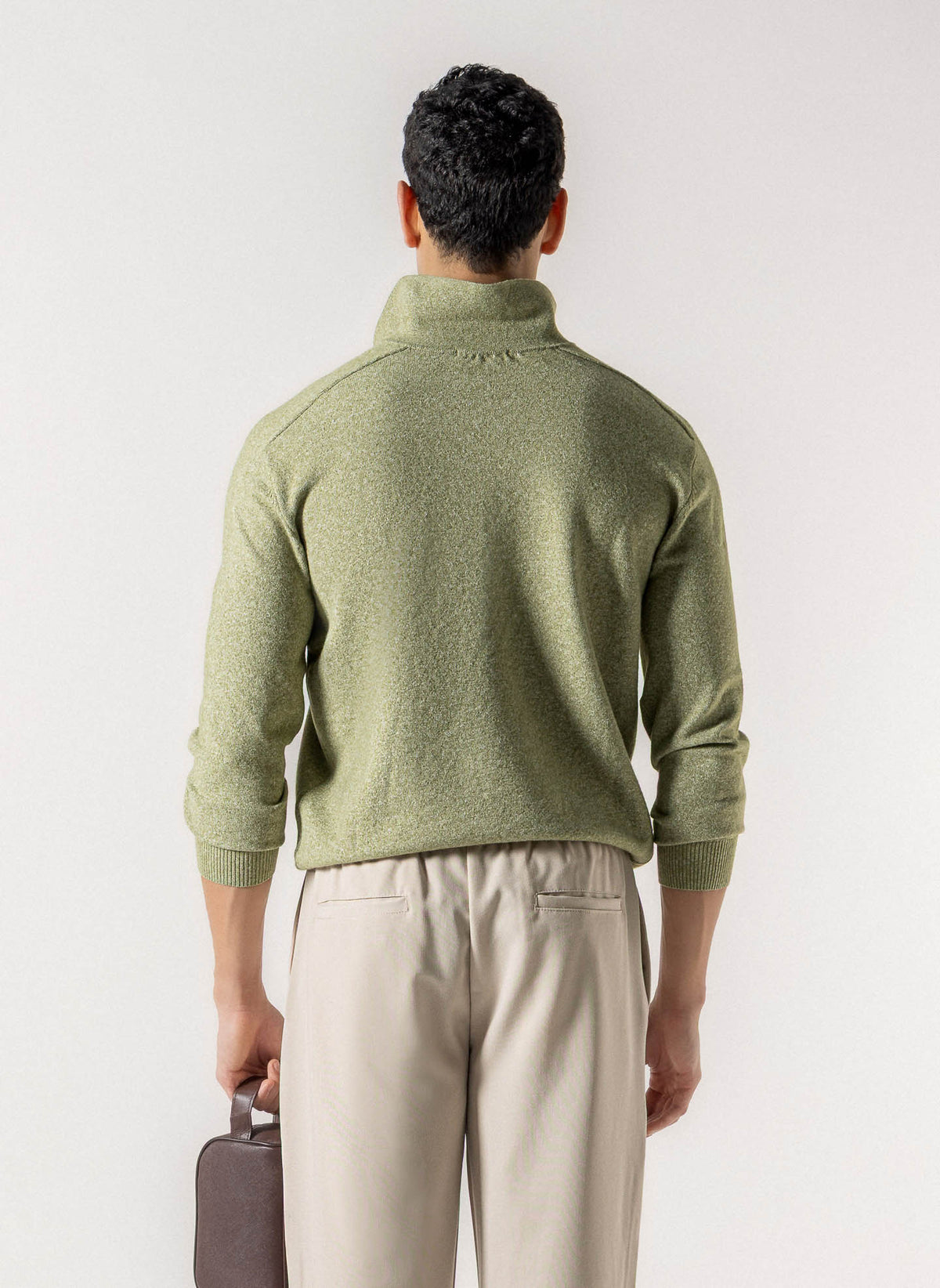 HEATHERED POLO KNIT SWEATER