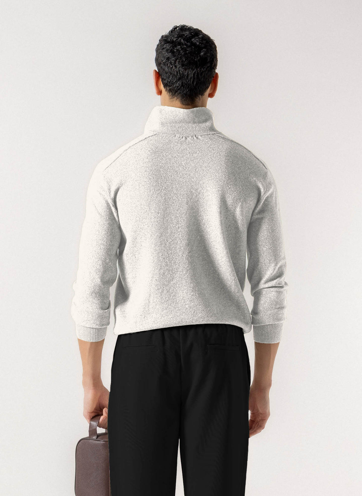 HEATHERED POLO KNIT SWEATER