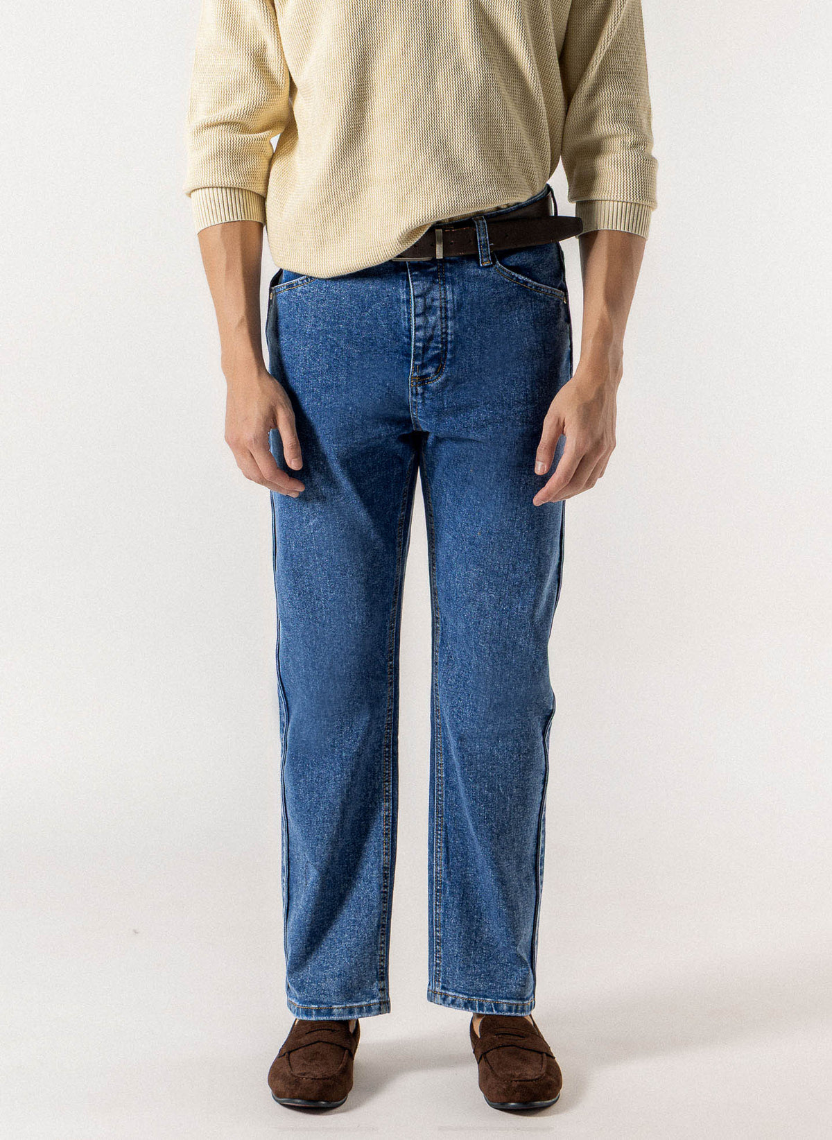 STRAIGHT LEG DENIM TROUSERS