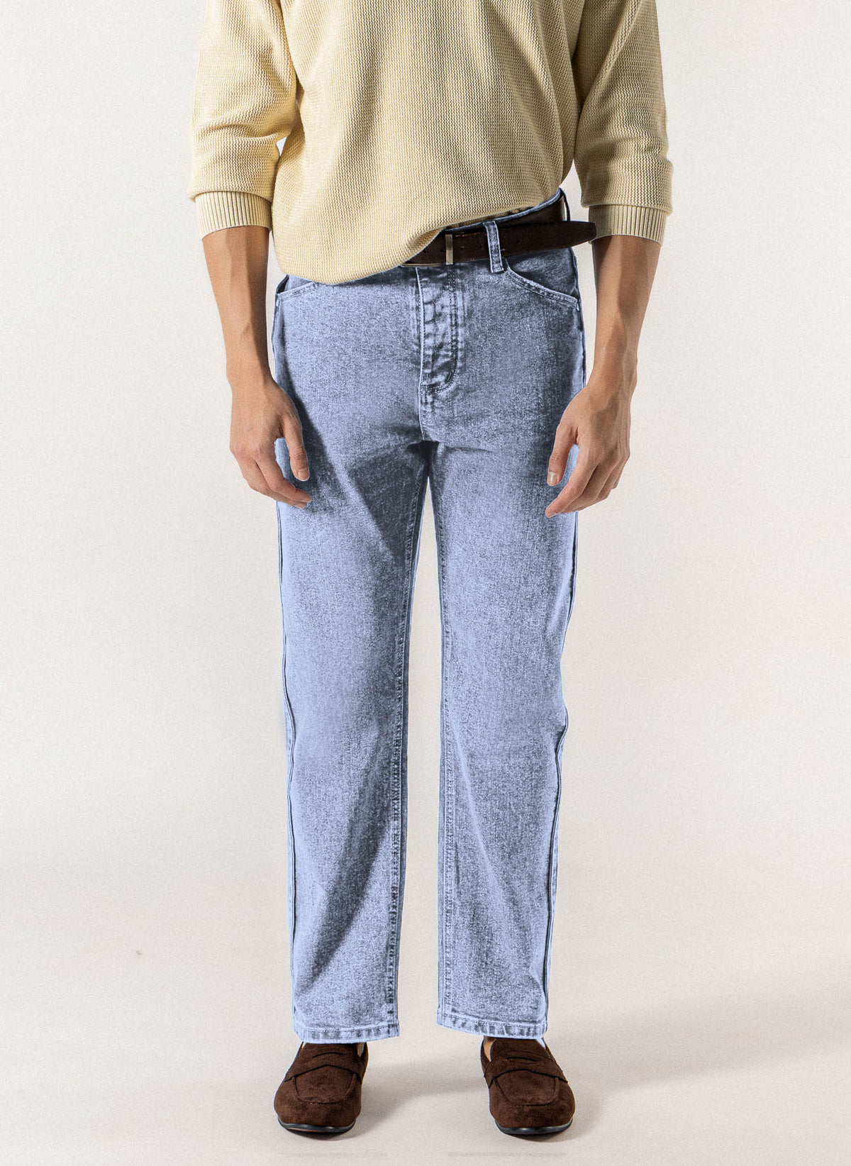 STRAIGHT LEG DENIM TROUSERS