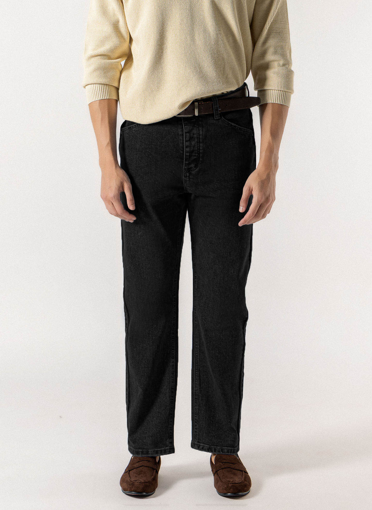 STRAIGHT LEG DENIM TROUSERS