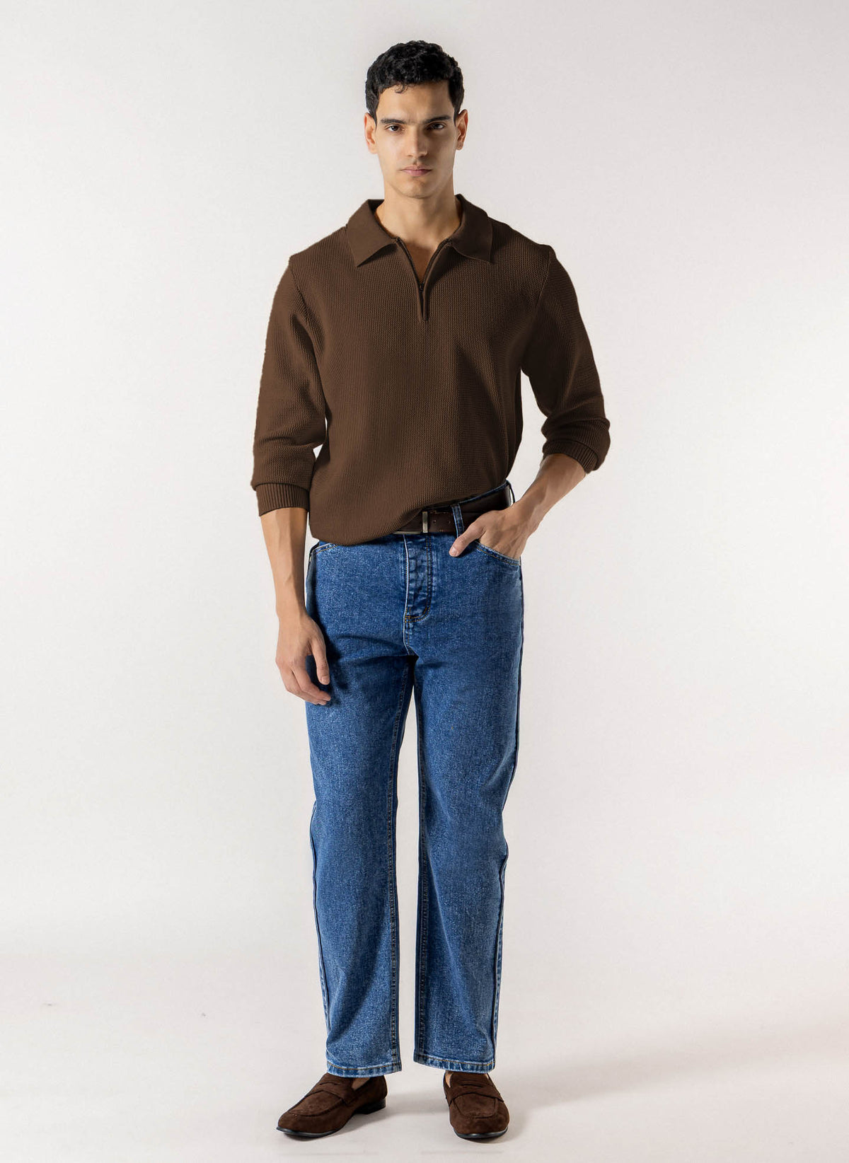 POLO WAFFLE KNIT SWEATER