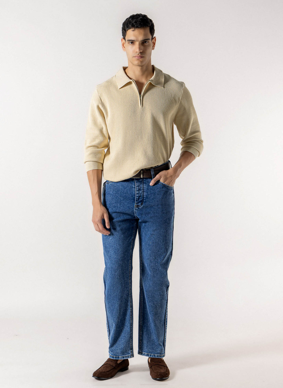 POLO WAFFLE KNIT SWEATER