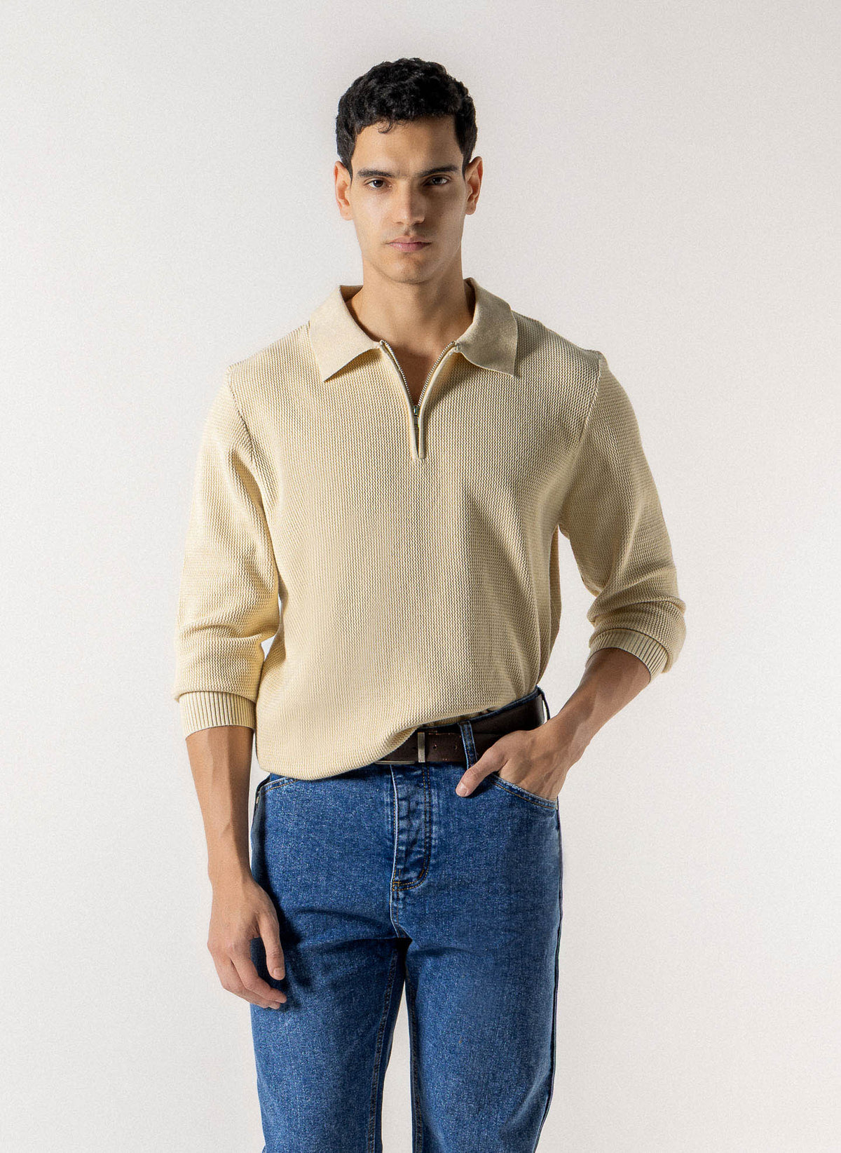 POLO WAFFLE KNIT SWEATER