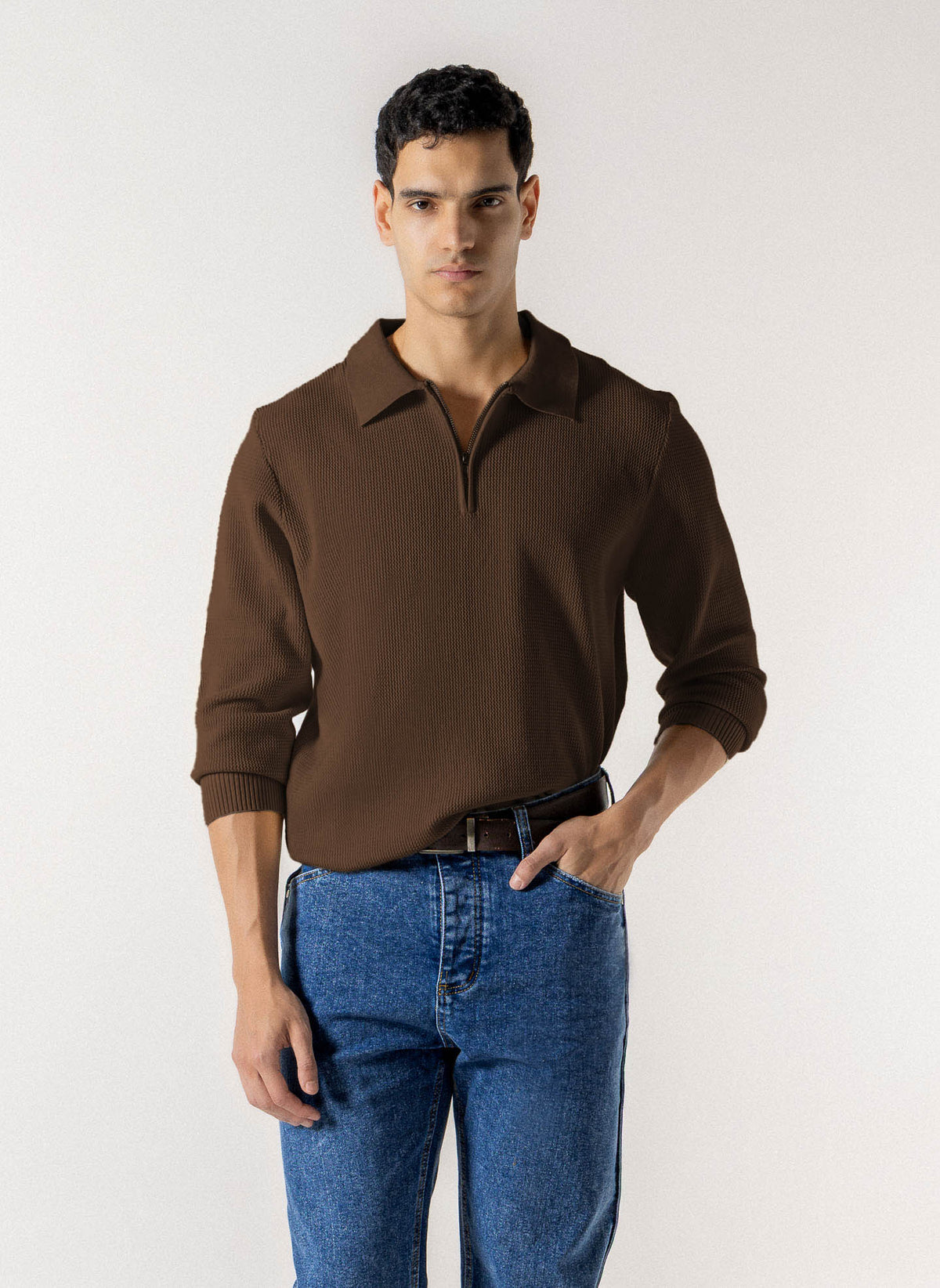 POLO WAFFLE KNIT SWEATER