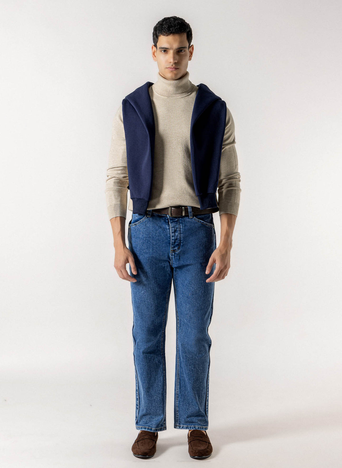 RIBBED ROLL NECK KNIT SWEATER