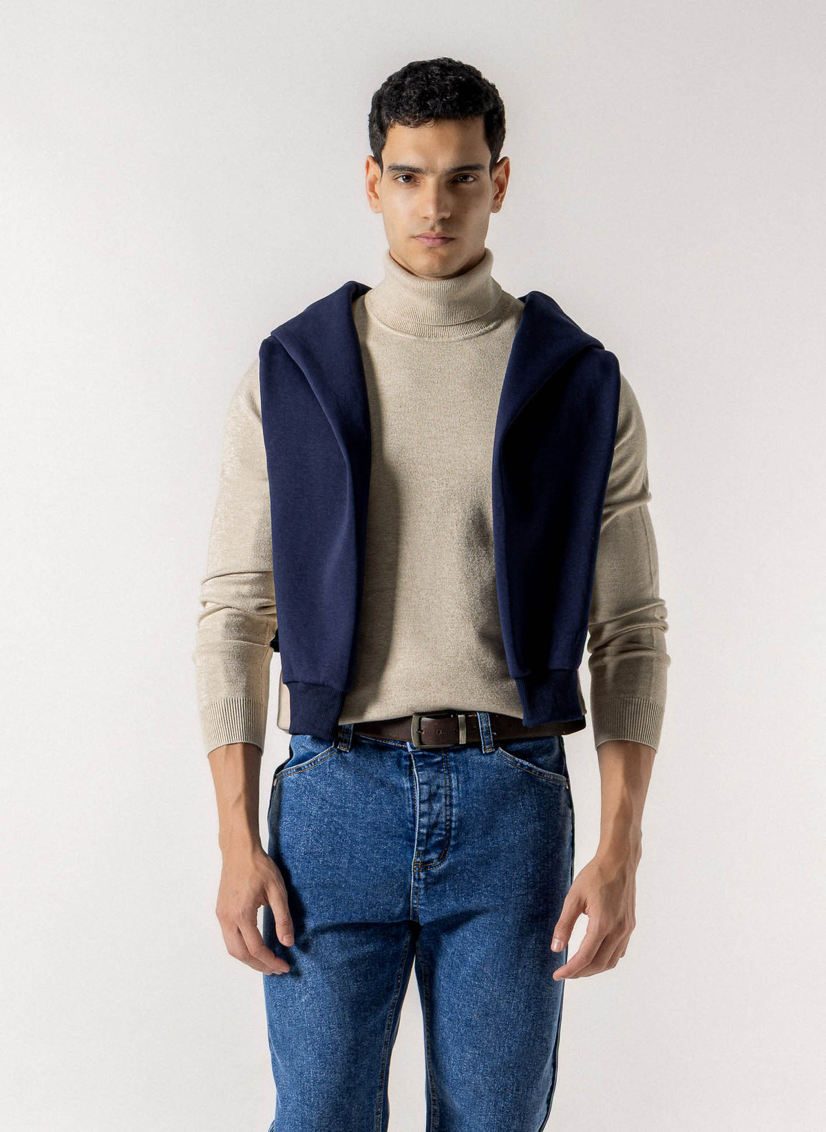 RIBBED ROLL NECK KNIT SWEATER