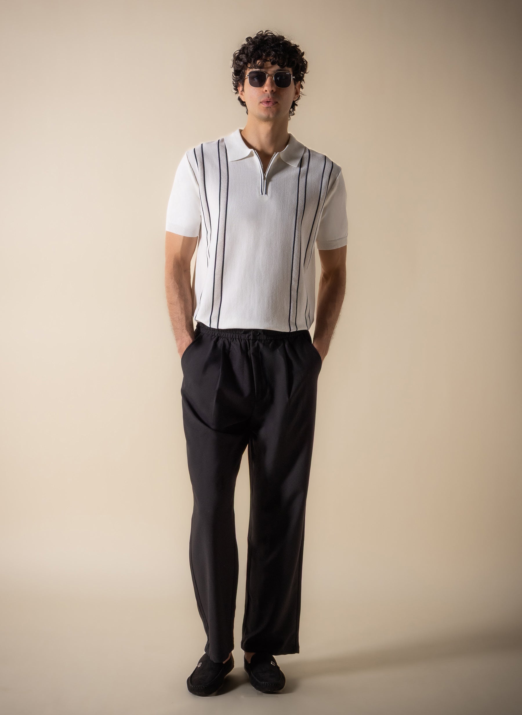 TEXTURED STRIPE POLO SHIRT