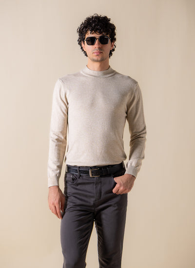 FINE KNIT MOCK-NECK SWEATER