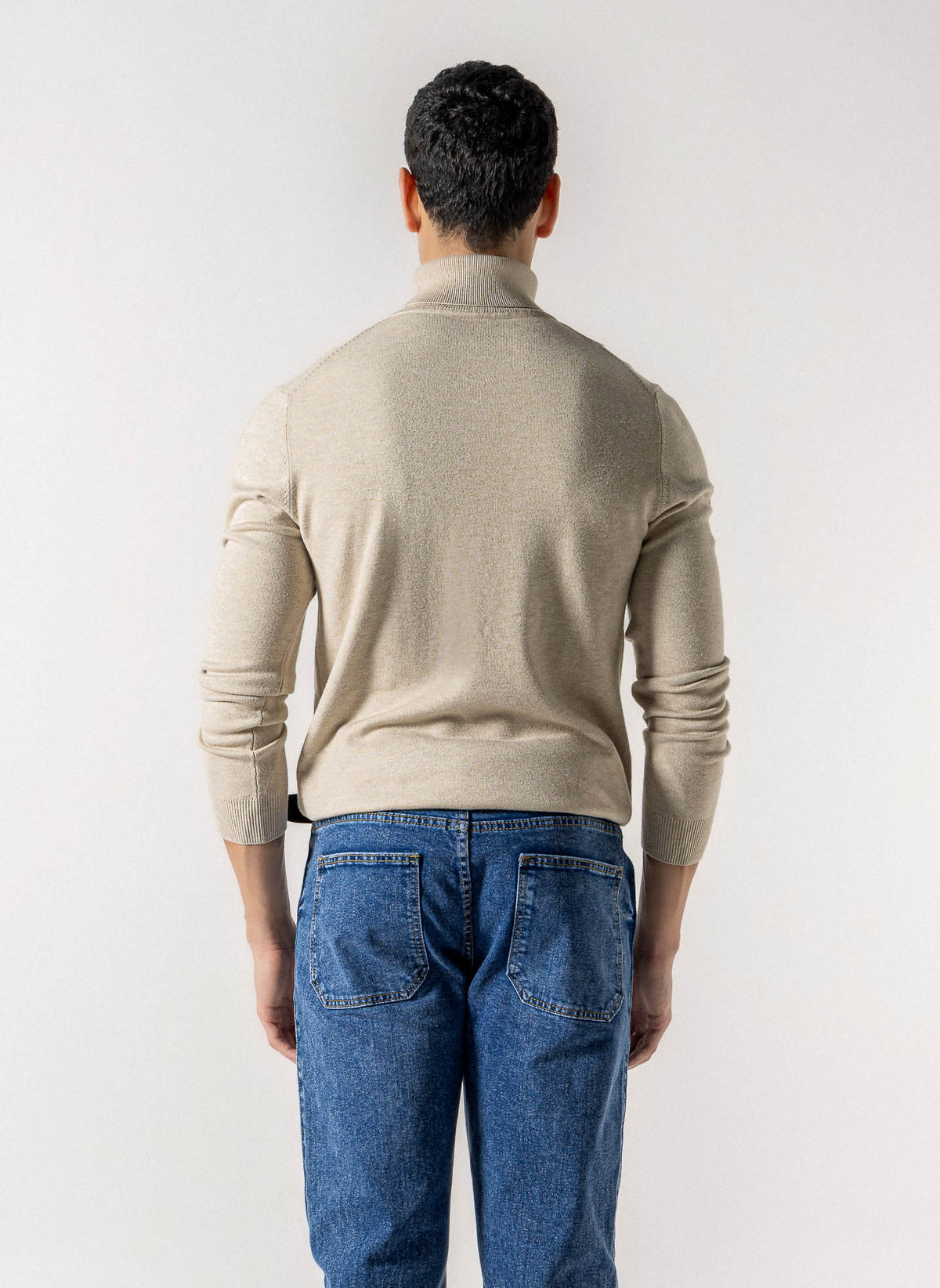 RIBBED ROLL NECK KNIT SWEATER