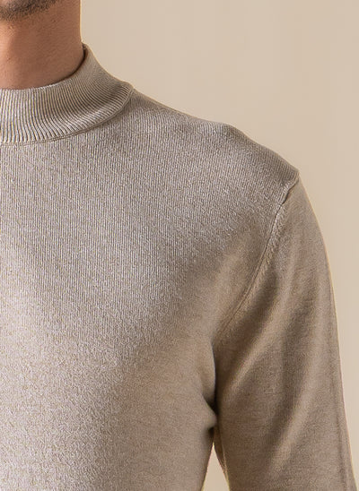 FINE KNIT MOCK-NECK SWEATER