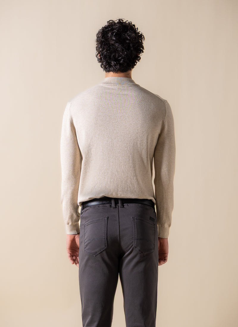 FINE KNIT MOCK-NECK SWEATER