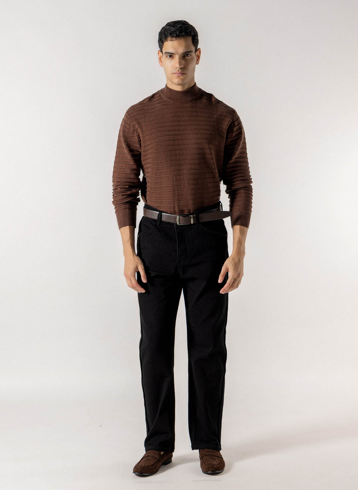MOCK KNIT TEXTURED SWEATER