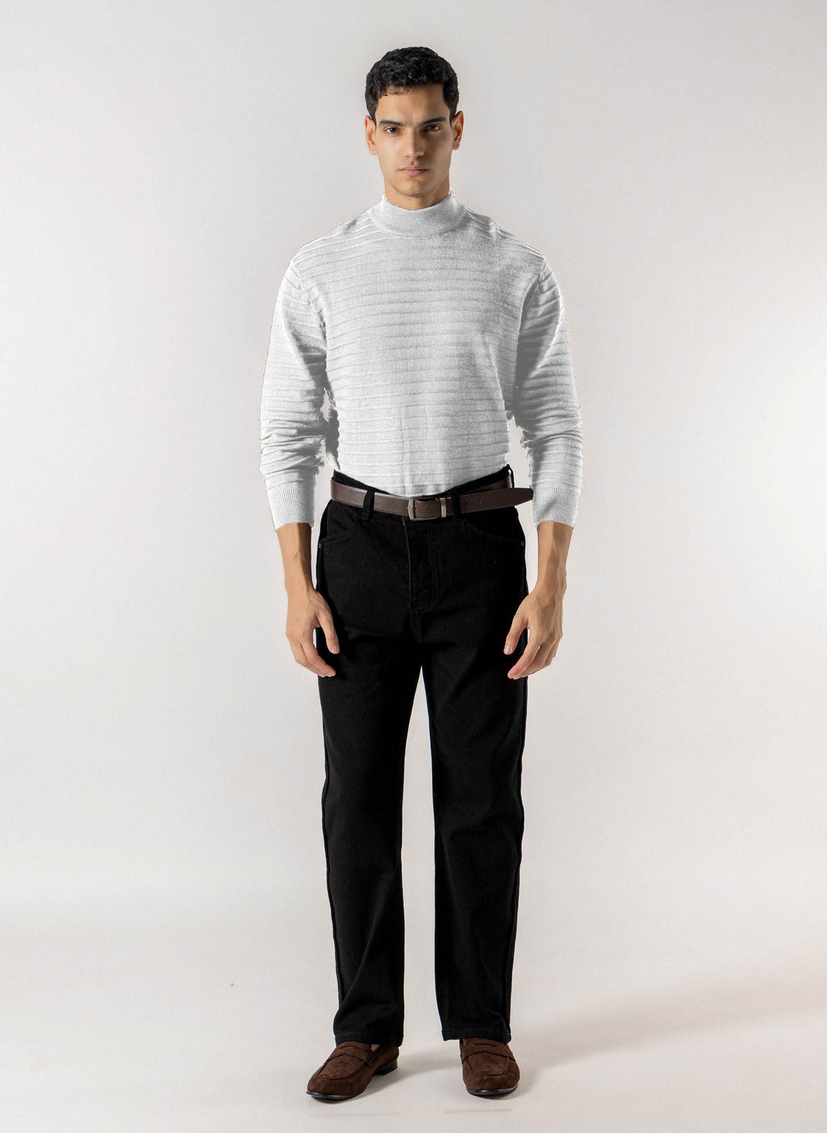MOCK KNIT TEXTURED SWEATER