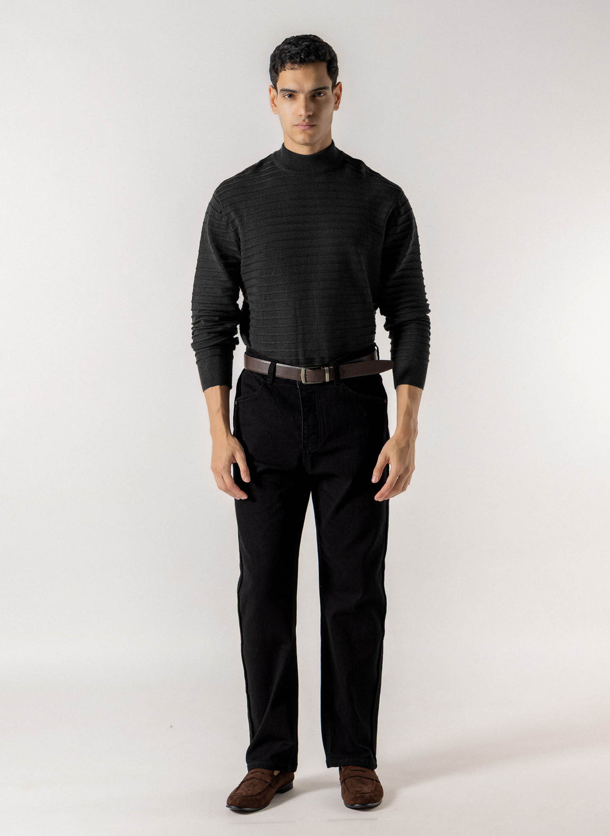 MOCK KNIT TEXTURED SWEATER