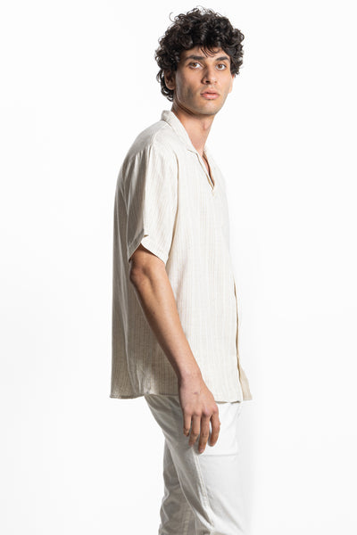 TEXTURED LINEN BLEND SHIRT