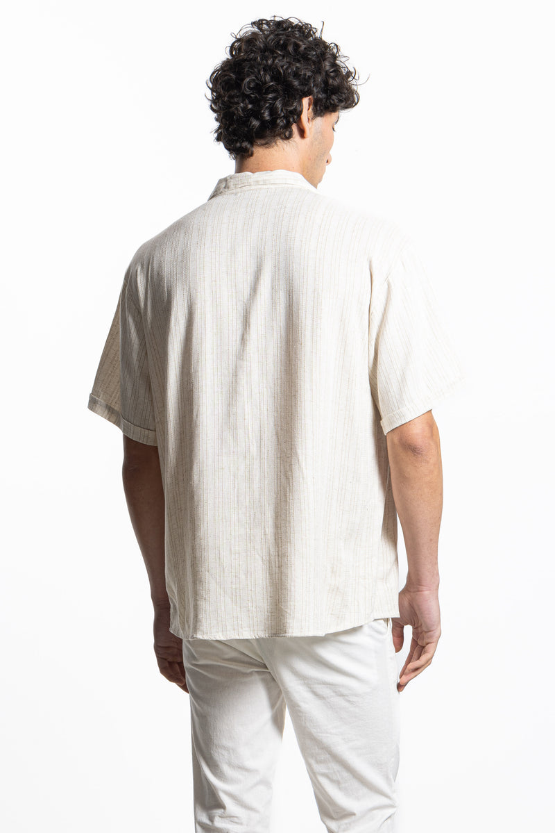 TEXTURED LINEN BLEND SHIRT