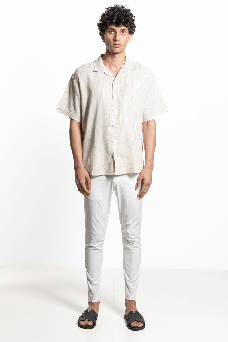 TEXTURED LINEN BLEND SHIRT