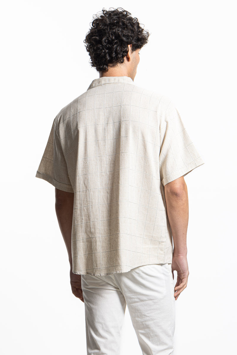 TEXTURED LINEN BLEND SHIRT