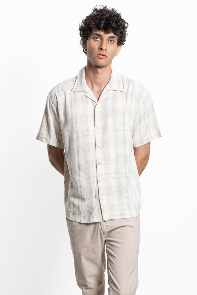 TEXTURED LINEN BLEND SHIRT