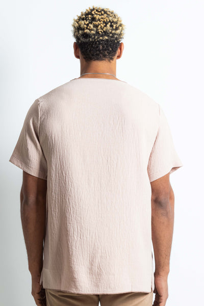 LINEN BLEND EMBROIDERED T-SHIRT