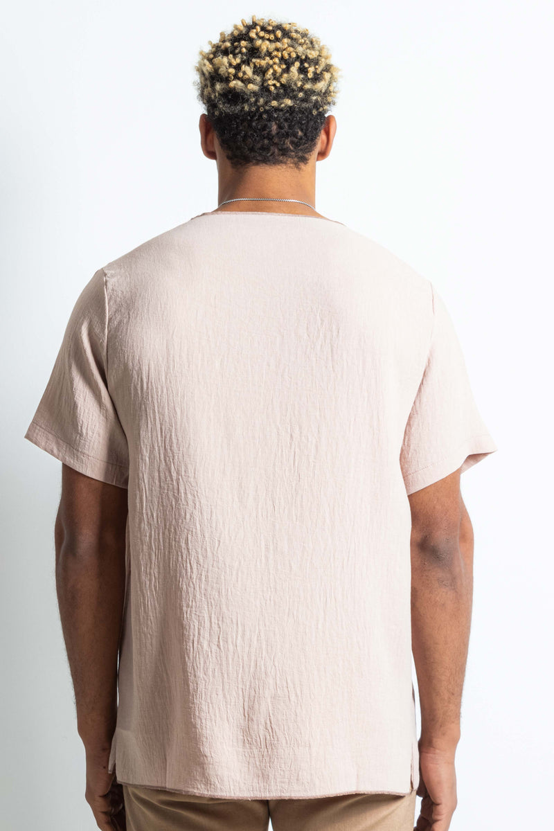 LINEN BLEND EMBROIDERED T-SHIRT