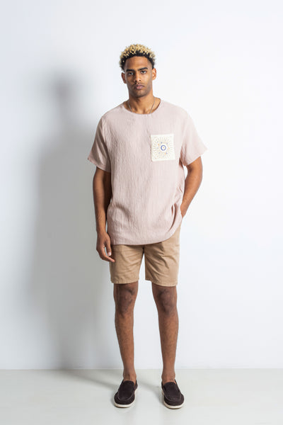 LINEN BLEND EMBROIDERED T-SHIRT