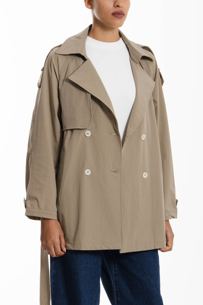 SHORT BELTED TRENCH COAT